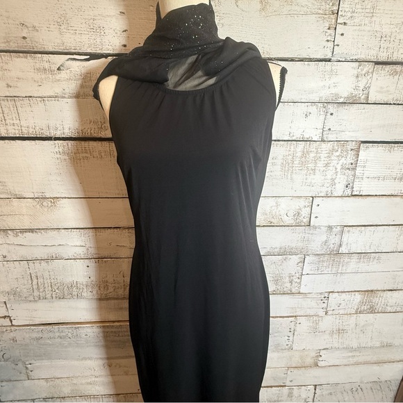 En Focus Studio Black Evening Dress w/Glitter Drape, Size 8 - Picture 5 of 6